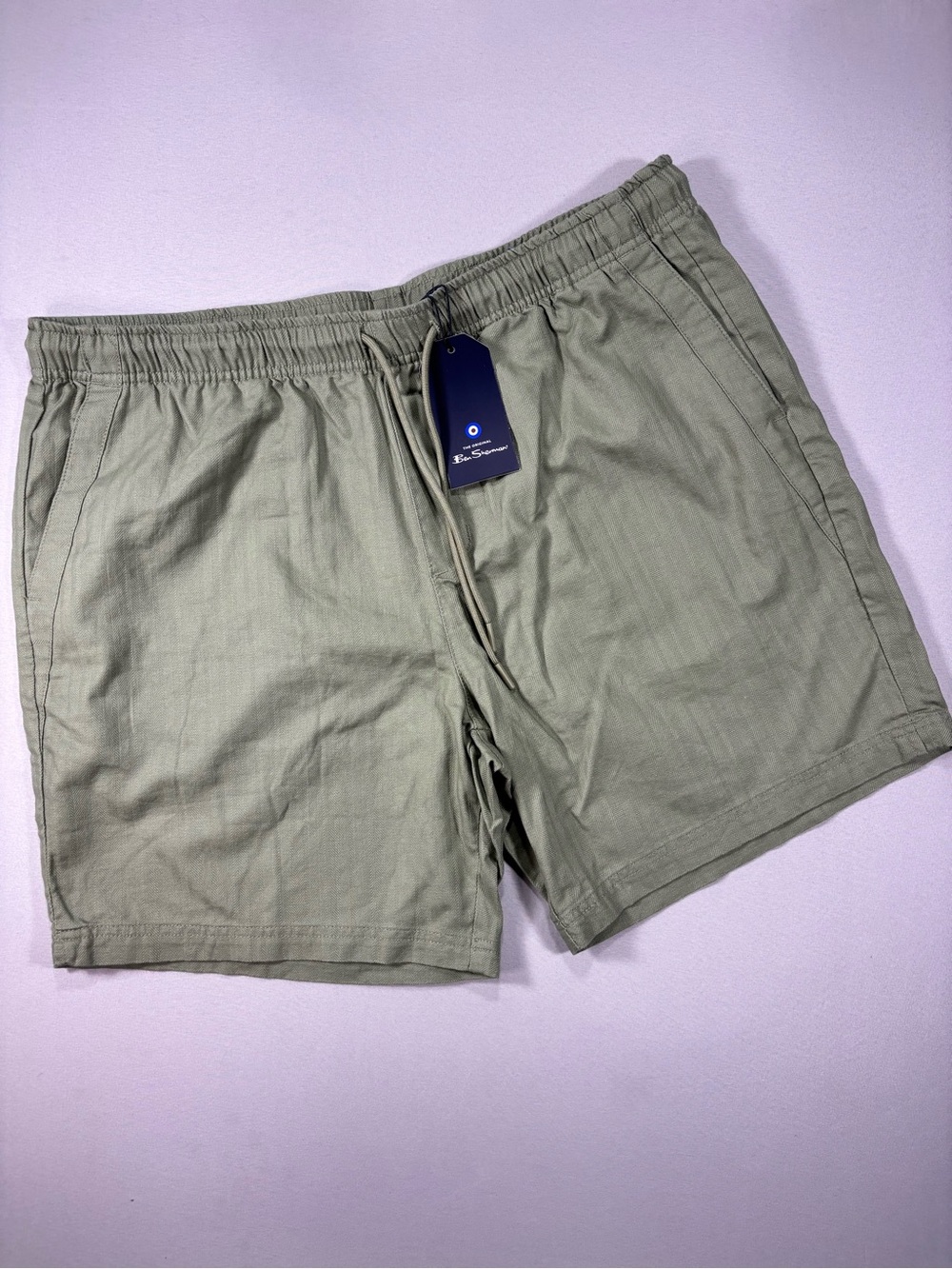 Ben Sherman Vetiver Green Elastic Waist Drawstring Shorts NWT XL